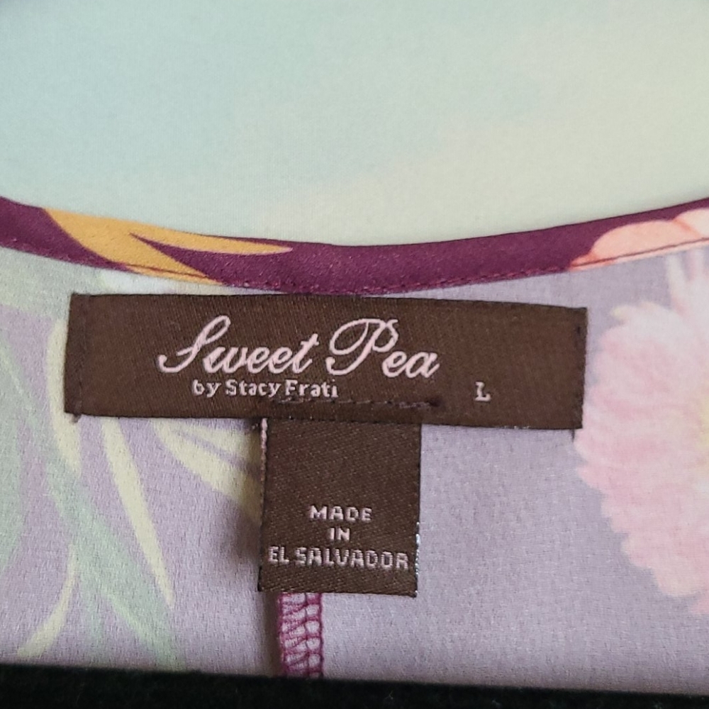 Women's Sweet Pea Purple Blouse 3/4 Sleeve Size L - Picture 2 of 7